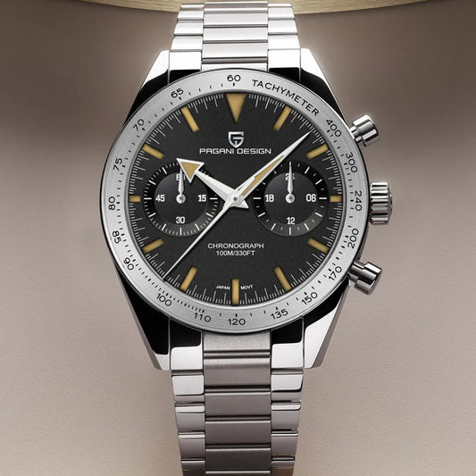 PAGANI DESIGN 2023 Mens watches Moon Quartz  Watch men speed Sport waterproof Chronograph AR Sapphire VK64 Steel Retro Luminous-EXPROTAS