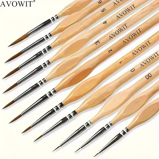 11pcs Detail Brush Set Micro Fine Art Brushes for Painting Miniature Models