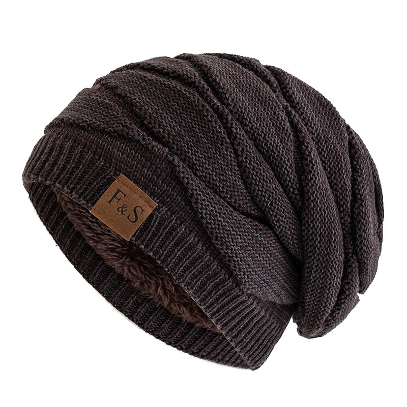 New Unisex Slouchy Winter Hat Fleece Lined Beanie Men Women Mixed Color Knit Cap - EXPROTAS