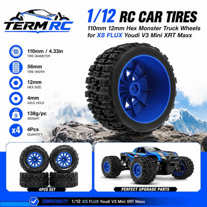 4Pcs Monster Truck Wheels RC Car 110mm 12mm Hex Upgrade Parts