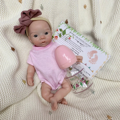 AnjoDoll 10 Inch Full Body Silicone Reborn Girl Doll Painted Washable Soft