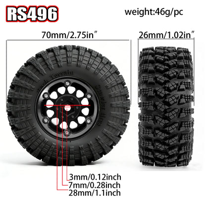 1.3 Beadlock Wheel Tires for 1/18 1/24 RC Crawler SCX24 AX24 TRX4M