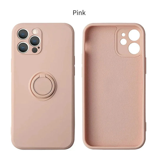 Magnetic Ring Silicone Phone Case for iPhone 11-17 Pro Max Plus Mini XR