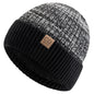 Unisex Two-tone Winter Hats Fur Lined Warm Beanie Cap for Men Women