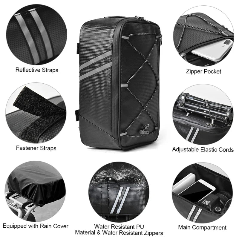 Bike Trunk Bag Waterproof Rear Rack Pannier Bicycle Storage Cover