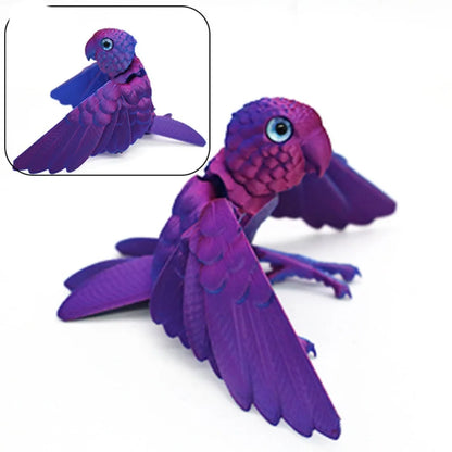 3D Printed Parrot Animal Statue Bird Flexible Model with Moveable Wings