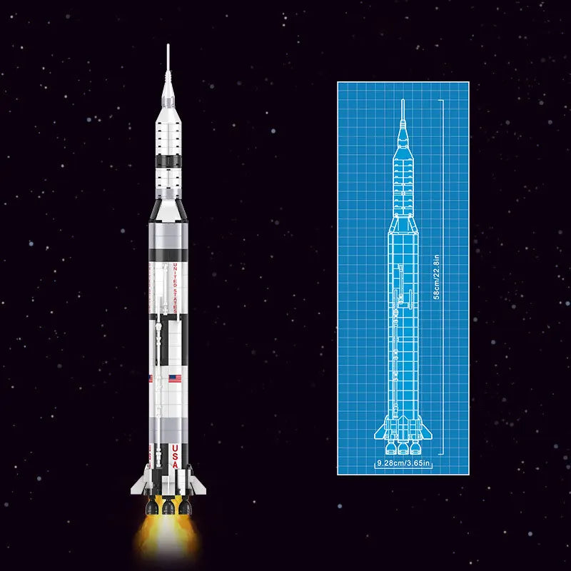 602PCS 59cm The Apollo Saturn V Building Blocks Space Rocket Idea 92176 Series Bricks Kid Toys For Children Birthday Gifts Boys-EXPROTAS