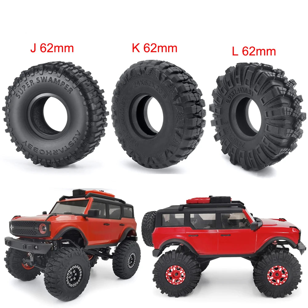 YEAHRUN 4Pcs 1.0inch Soft Rubber Wheel Tires 50/54/58/62/64/65mm for TRX-4M 1/18 Axial SCX24 1/24 RC Crawler Car Upgrade Parts-EXPROTAS