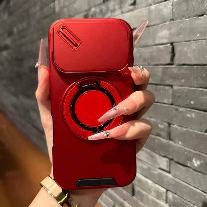 iPhone 11-17 Air Pro Max MagSafe Ring Stand Case Slide Camera Cover