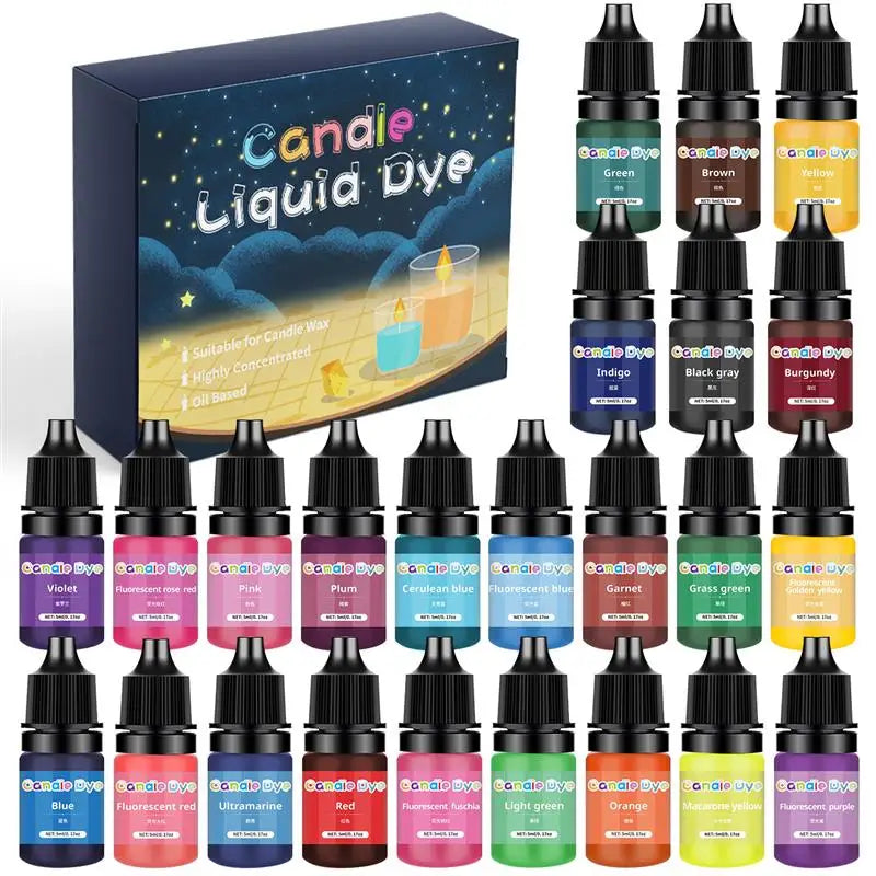 Soy Wax Candle Dye Liquid Pigments 24 Colours for Candle Making Supplies
