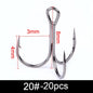 20Pcs Fishing Hooks Treble Carbon Steel Barbed Sharp 2/4/6/8/10#