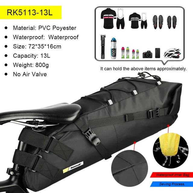 Rhinowalk Waterproof Bicycle Rear Saddle Pannier Tail Bag Large Capacity Foldable
