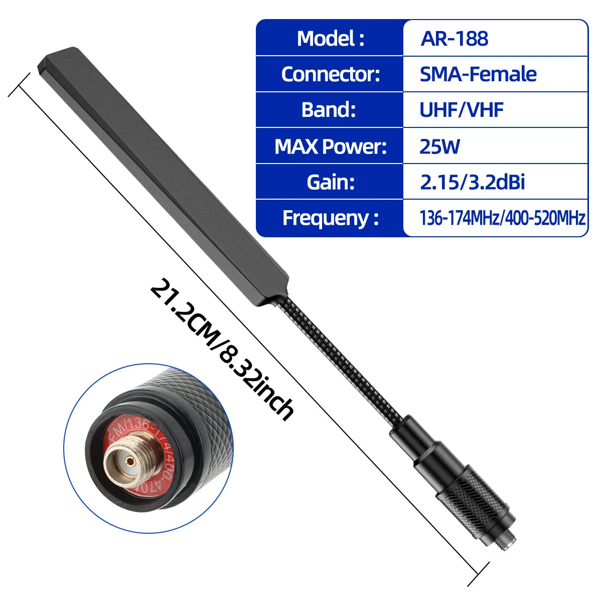 Gooseneck Tactical Antenna SMA-Female for Baofeng UV-5R VHF UHF 13 17 21
