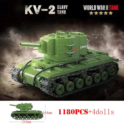 WW2 Soviet T-34 Medium Tank Building Blocks Military Brick Model Toy Set