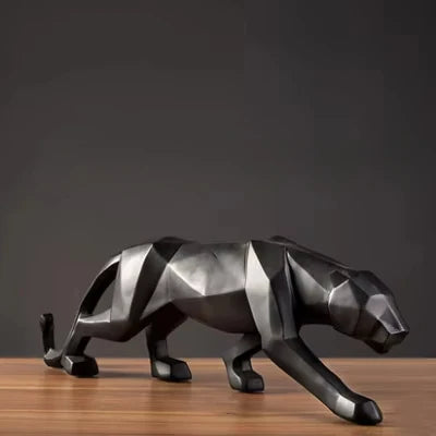 Large Panther Statue Geometric Resin Leopard Sculpture Home Office Desk Decor