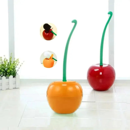 Red Toilet Brush Cherry Shape Holder Set Creative Bathroom Cleaning Accessories