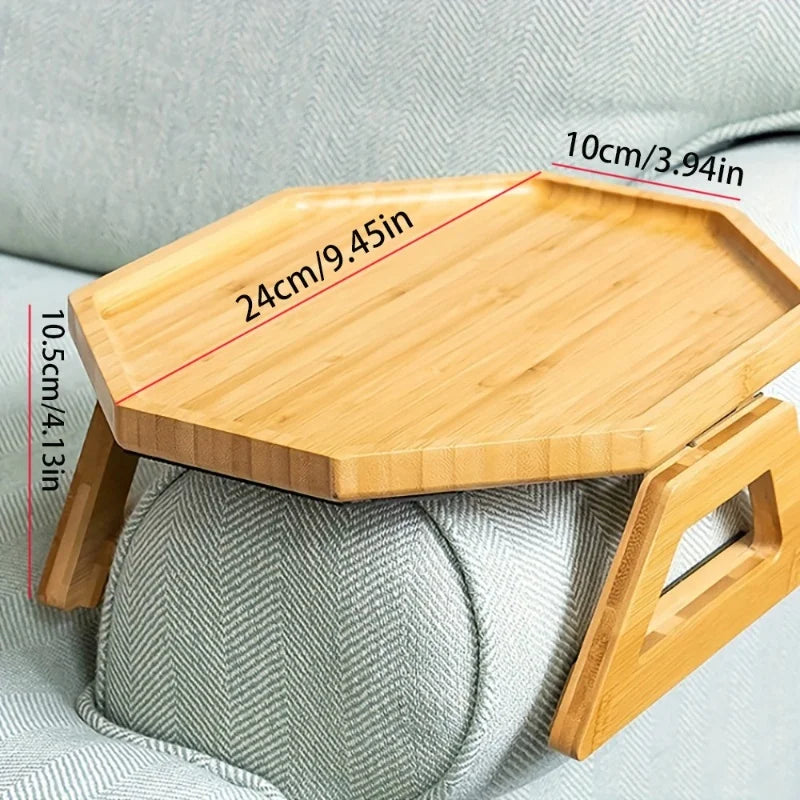 Foldable Wooden Sofa Tray Armrest Table Couch Snack Holder Living Room