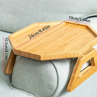 Foldable Wooden Sofa Tray Armrest Table Couch Snack Holder Living Room