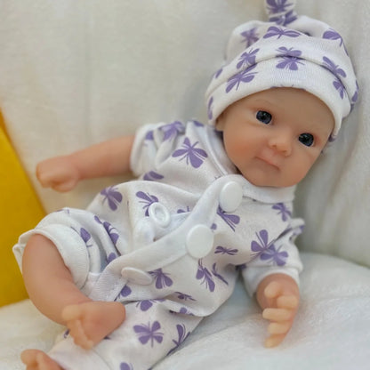 20cm Mini Silicone Reborn Girl Doll Waterproof Painted Skin Flexible Body