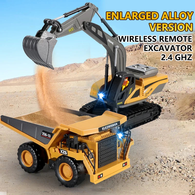 RC Excavator Dumper Car 2.4G Remote Control Engineering Vehicle Crawler Truck Bulldozer Toys for Boys Kids Christmas Gifts-EXPROTAS