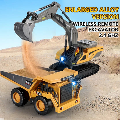 RC Excavator Dumper Car 2.4G Remote Control Engineering Vehicle Crawler Truck Bulldozer Toys for Boys Kids Christmas Gifts-EXPROTAS