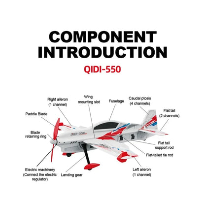 QIDI-550 3D RC Airplane 500mm Wingspan One-Key Hanging Stunt with 6-Axis Gyro Wind Resistant Flight Control RTF Aircraft-EXPROTAS