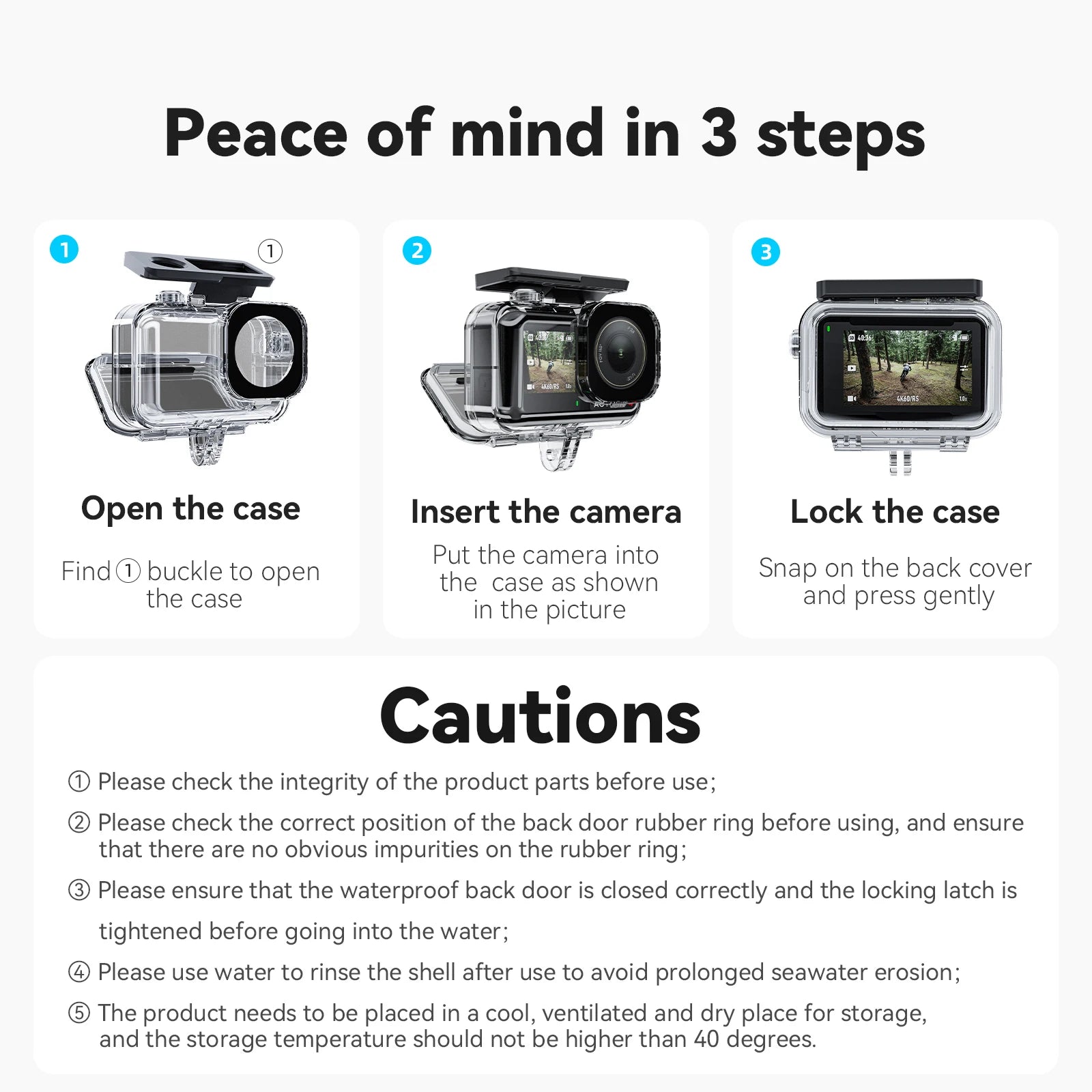 TELESIN 45M Waterproof Case For DJI OSMO Action 3 4 5pro Underwater Diving Housing Cover Action Camera Accessories-EXPROTAS