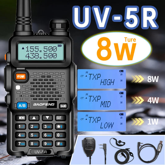 Baofeng Walkie Talkie UV5R 8W Dual Band Two-Way Radio 128CH VHF UHF