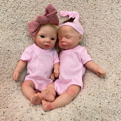 AnjoDoll 10 Inch Full Body Silicone Reborn Girl Doll Painted Washable Soft