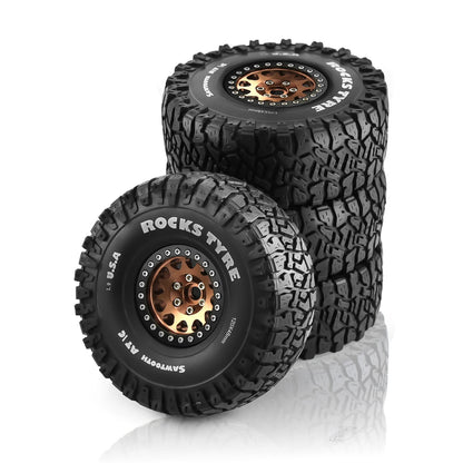 4PCS 1.9 Inch Beadlock Wheel Rims & Rubber Tire for 1/10 RC Rock Crawler Axial SCX10 RR10 AX10 Wraith 90048 90018 KM2-EXPROTAS