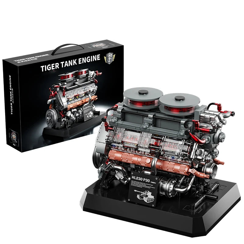 1200+pcs Tiger Tank Engine Simulation Building Blocks Technical DIY Model Toy Gift