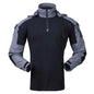Tactical Combat Shirt 1/4 Zip Long Sleeve Men Camo Cotton Ripstop Military Top