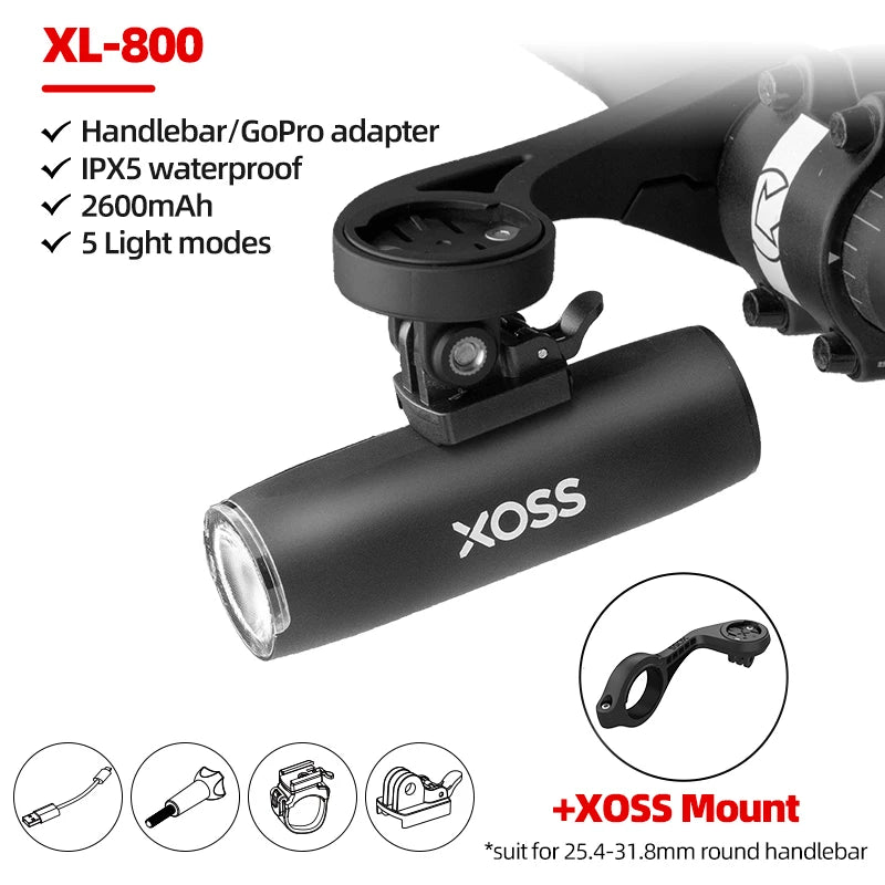 EXPROTAS Bike Front Light USB Rechargeable Waterproof MTB LED Lamp 1200 Lumens