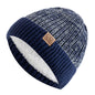 Unisex Two-tone Winter Hats Fur Lined Warm Beanie Cap for Men Women