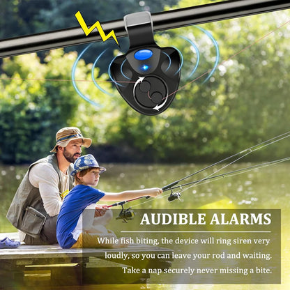 LED Fishing Bite Alarm Clip Carp Rod Bell Sound Indicator Night Sensor