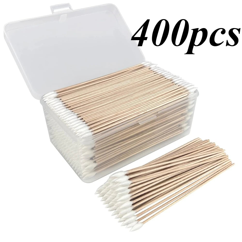 300PCS Cotton Swabs Pointed Tip Wooden Handle Precision Buds