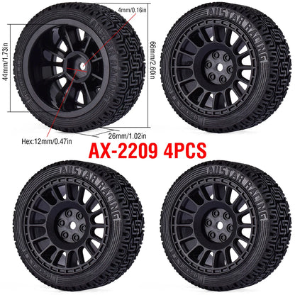 1/10 RC Wheels & Tires Set 12mm Hex On-Road Drift/Rally for Tamiya TT-02 Compatible Chassis