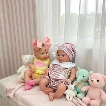 25cm Meadow Silicone Reborn Girl Doll Open Mouth Washable Painted 2 Outfits
