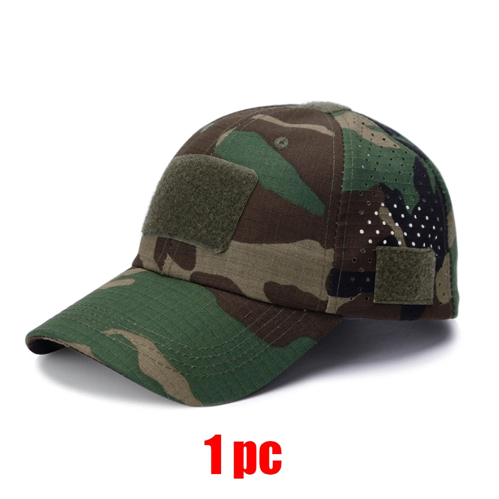 2Pcs Camouflage Baseball Cap Breathable Sun Hat Outdoor Hunting Fishing