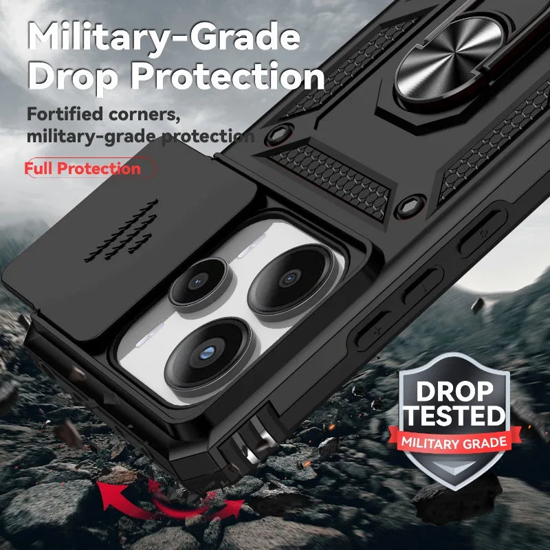 Xiaomi Redmi Note 10-14 Pro Shockproof Case Magnetic Ring Camera Cover