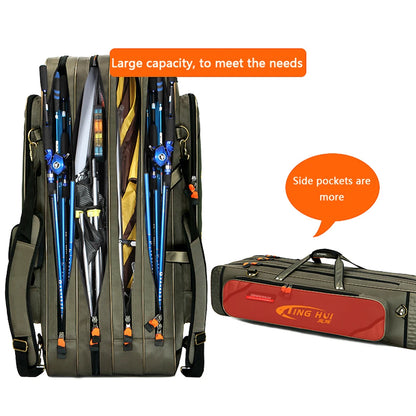 Fishing Rod Bag 2/3/4 Layer 80-130cm 1680D Oxford Reel Tackle Storage Case