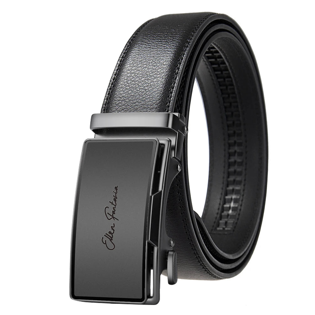 Men's Buckle Automatic Leather Belt Luxury Adjustable Business Jeans