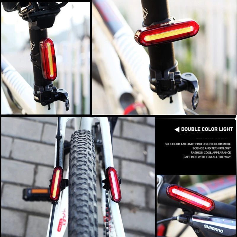 Bicycle Light LED Rear Tail Lamp Waterproof USB Rechargeable Bike Safety