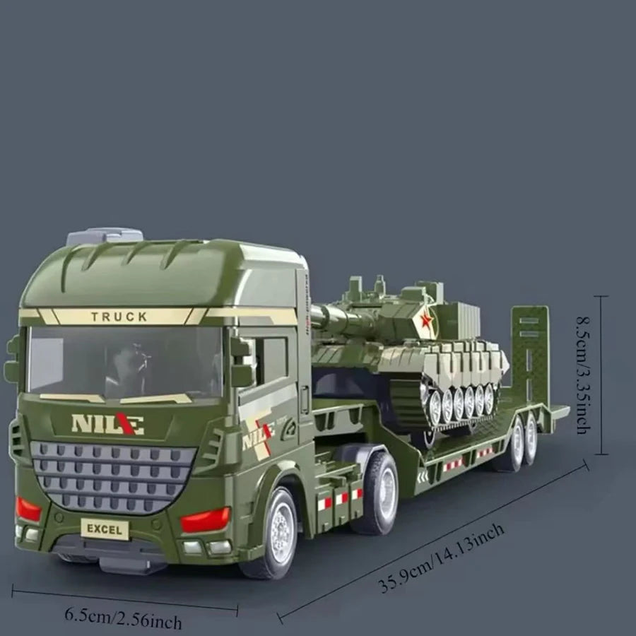 1pcs Scale-carrier Container Engineering Vehicle Excavator Transport Truck Model