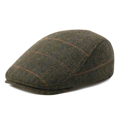 Men's Herringbone Newsboy Hat Wool Blend Flat Cap Gatsby Style