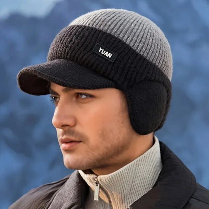 Ear Protection Dual-Tone Knit Baseball Cap for Outdoor Activities