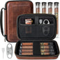 Leather Cigar Case Portable Travel Bag with 4 Tubes and Accessories