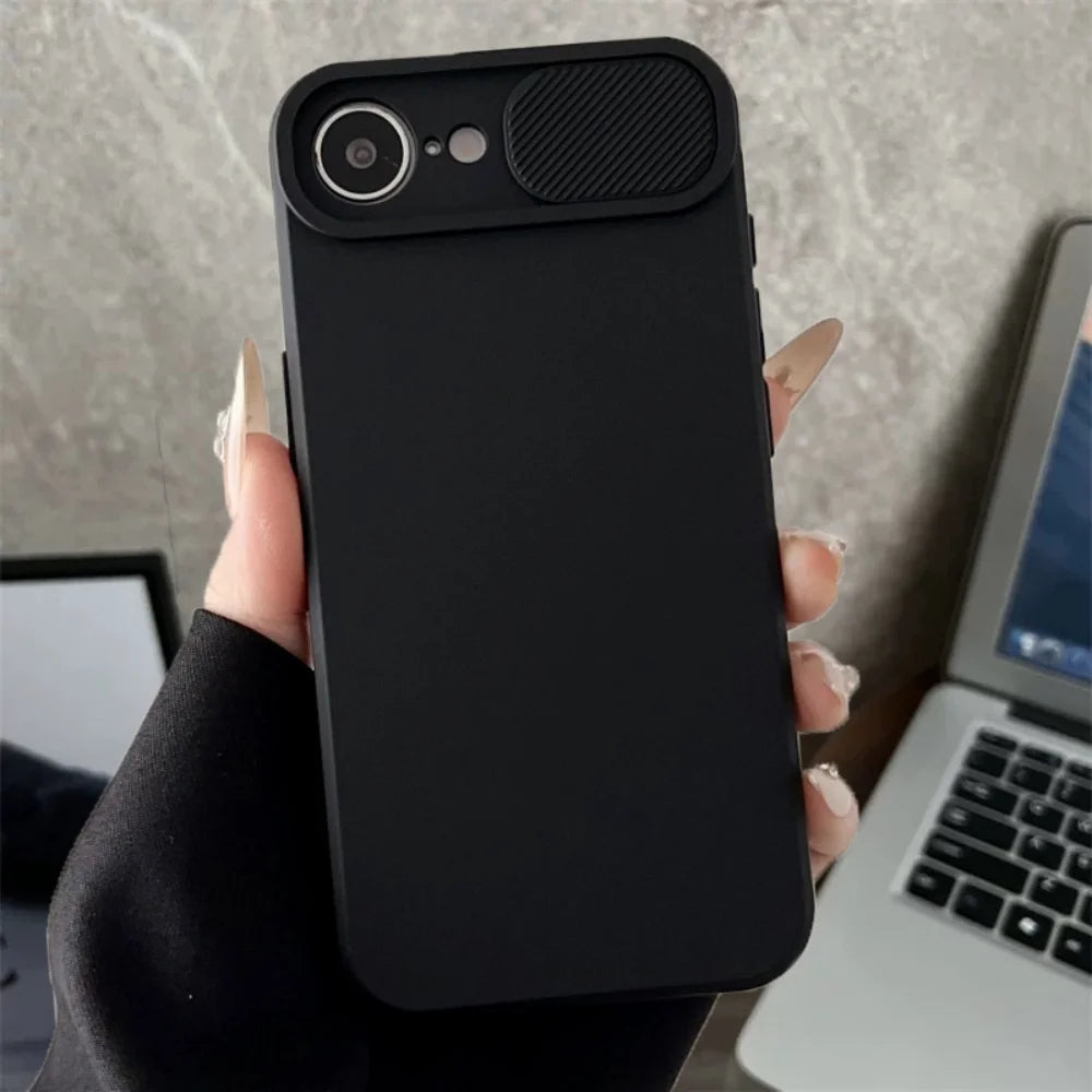 iPhone 11-16E Pro Max Plus Mini TPU Case Slide Camera Cover Shockproof Soft