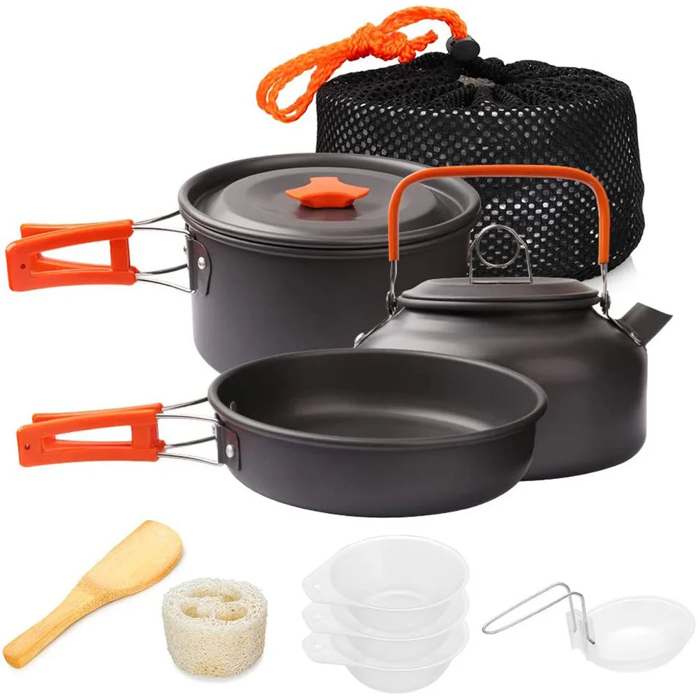 1pcs Outdoor Cooking Camping Cookware Set Portable Picnic Kettle Pan Pot