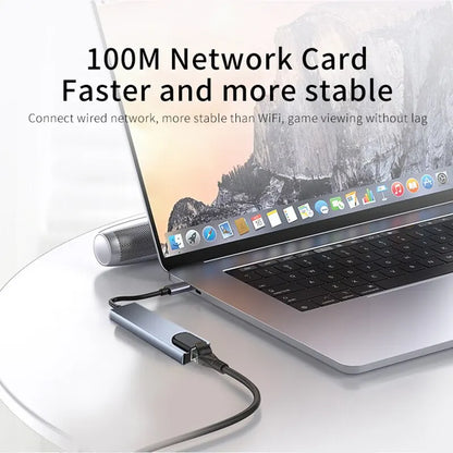 USB Hub Adapter 8 in 1 4K HDMI SD TF Card Reader PD Fast Charge for Laptop